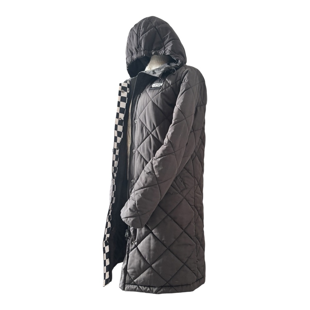Vans Quilted Hooded Long Puffer Coat - Black